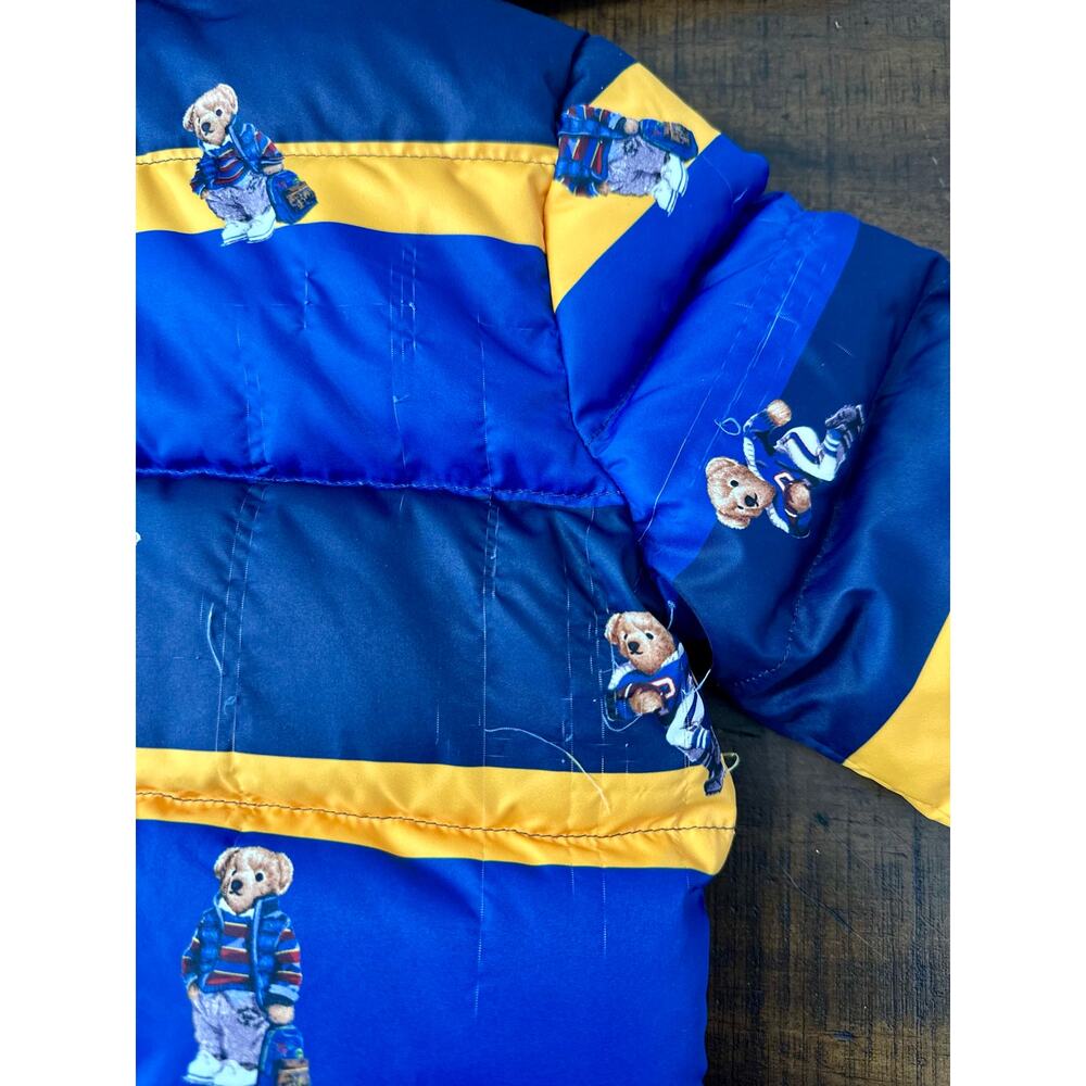 Polo Ralph Lauren Toddler Boys‎ 3T Blue Yellow Polo Bear Puffer Jacket Hooded - Picture 8 of 10